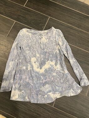 Justice Blue and Cream Tie-Dye Long Sleeve Tee